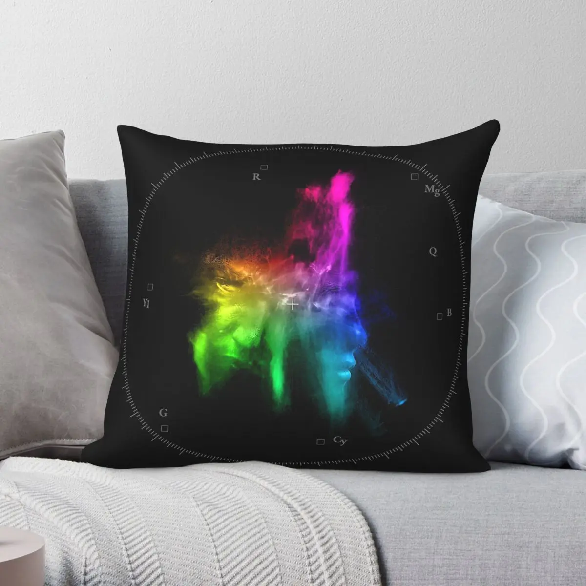 Декоративная наволочка для диванной подушки с принтом Rainbow Vectorscope Readout Square, из полиэстера, льна и бархата, на молнии
