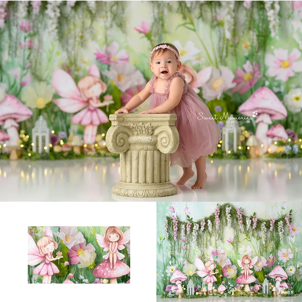 

VIKAMA Bohemian Fairy Mushroom Tapestry: Magical Mysterious Garden Wall Decor, Baby First Birthday Cake Crush Photo Prop