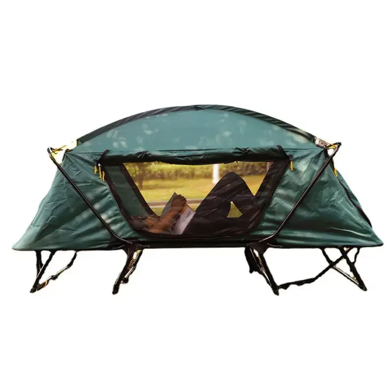 Easy open double layers waterproof off ground camping tent folding outdoor sleeping bed tents