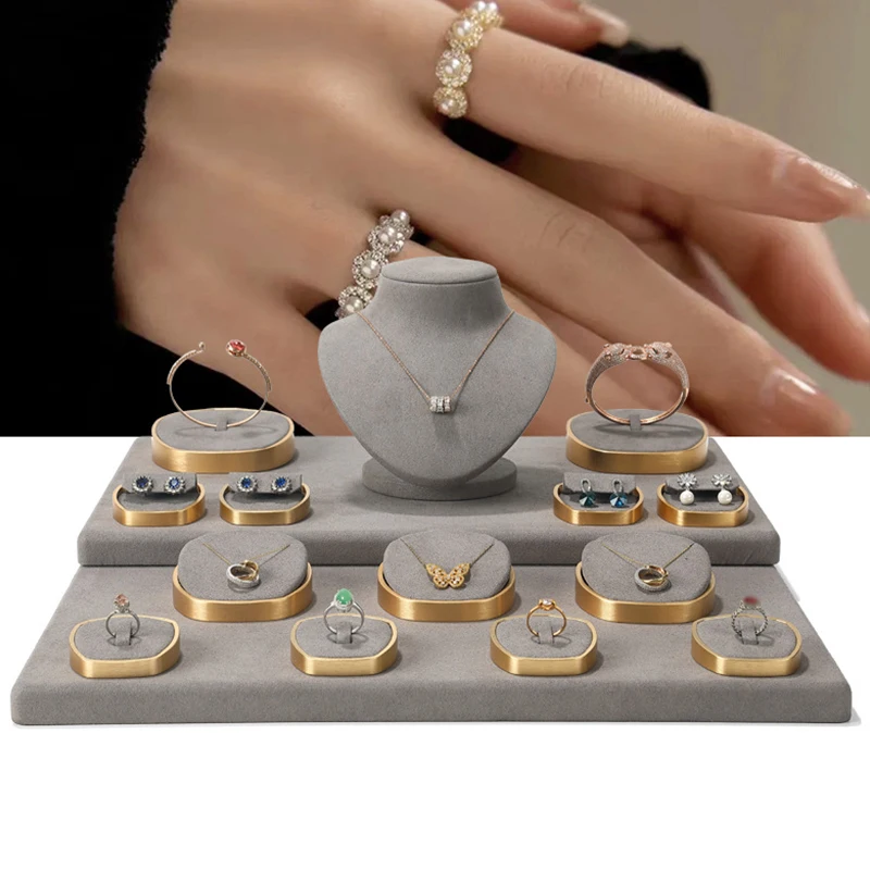 

Подставка для демонстрации ювелирных изделий из искусственной кожи и металла, стойка для демонстрации ожерелий и браслетов, подставка для демонстрации украшений на прилавке.