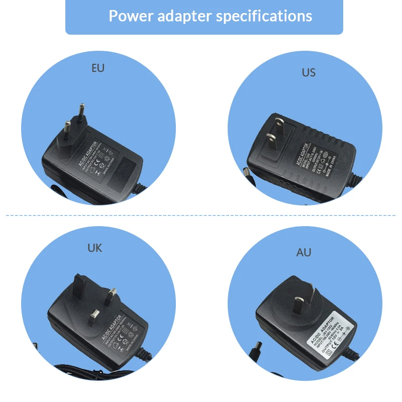 LEDストリップライト用ユニバーサル電源アダプター,充電器,ac 110-240v,dc 12v,1a 2a 3a eu,us,au,ukuプラグ