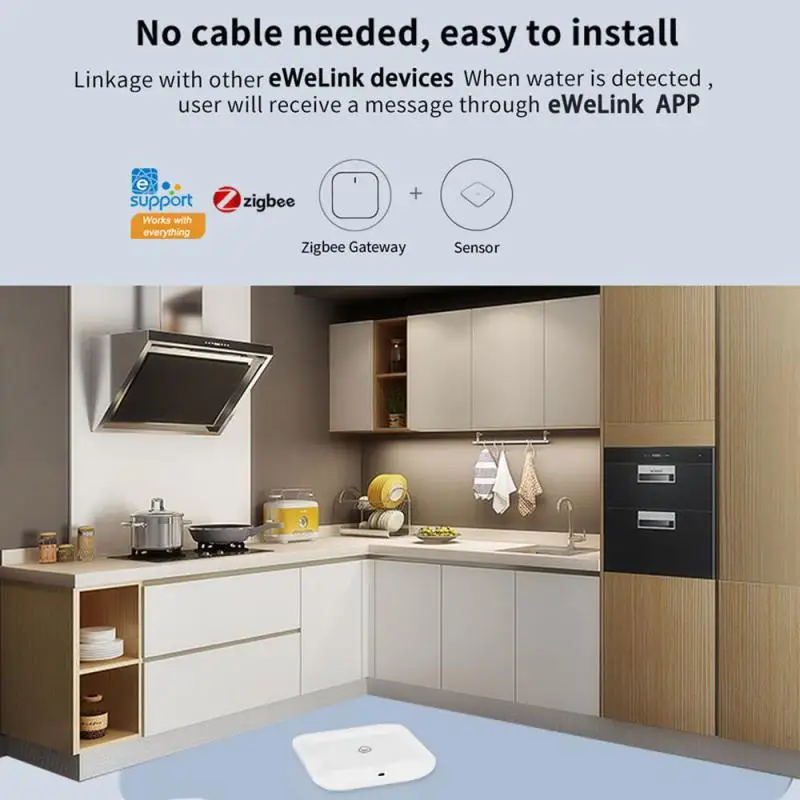 Погружной смарт-датчик eWelink Zigbee, детектор утечки воды с удаленным мониторингом, умный дом, Оповещение об переполнении воды