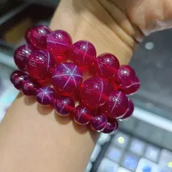 Red starstone ruby jewel bead bracelet 9 mohs 6mm 8mm 10mm 12mm 15mm 20mm