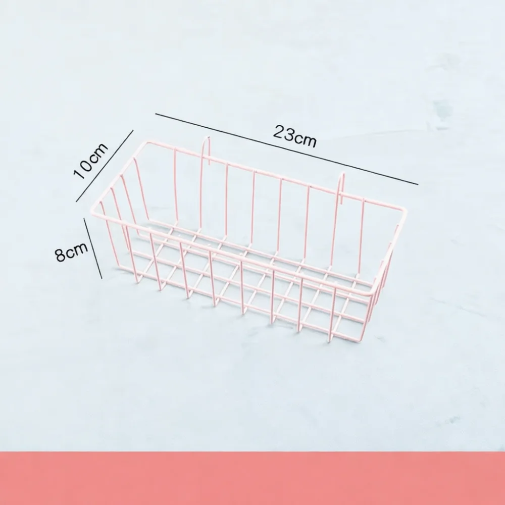 Minimalist Wall Mounted Iron Basket Organizer Shelf Storage Rack For Mesh Grid Kitchen Bedroom Bathroom Decor