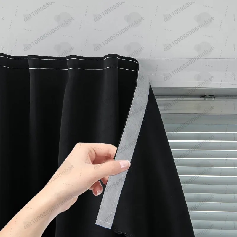 Bedroom curtains full blackout gray thickened sound insulation without punching installation