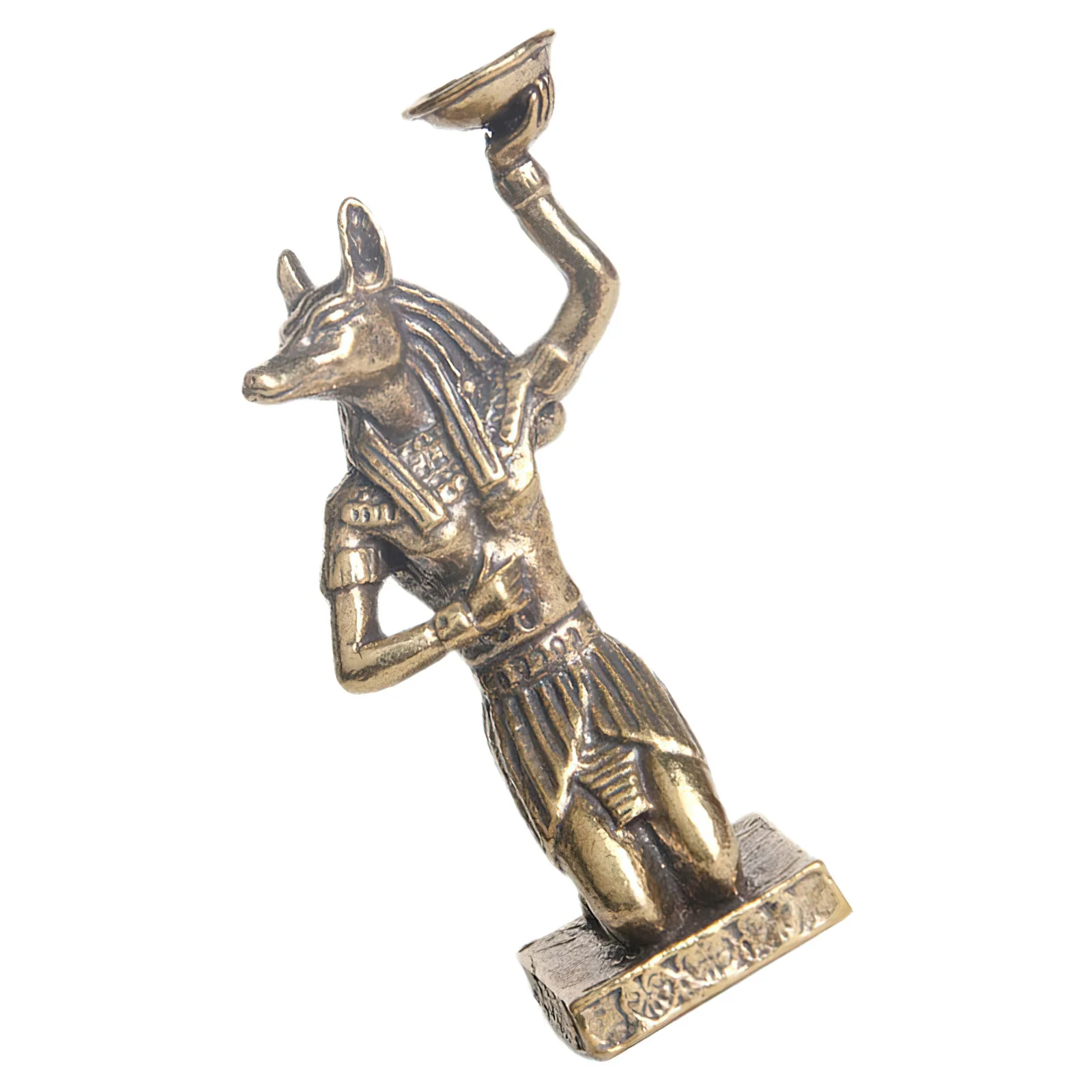 

Brass Anubis Statue Retro Egypt Decor with Elegant Design Flat Bottom Stable Base for Desk Home Bar Office Decoration