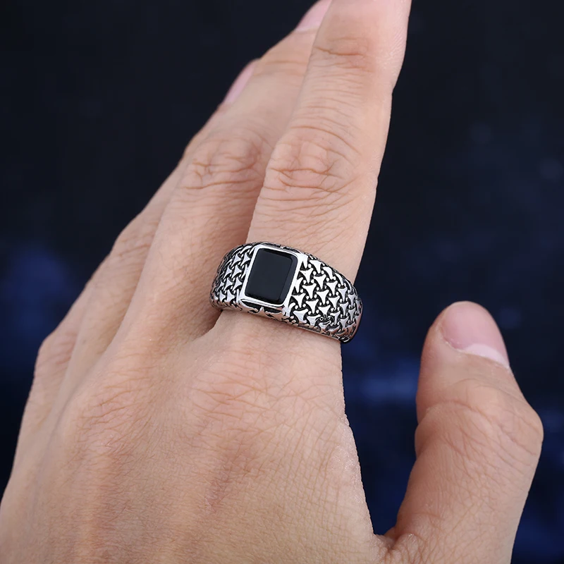 2024 New 316L Stainless Steel Geometric Stone Ring For Man Women Couple Gift Fashion Dropshipping Design