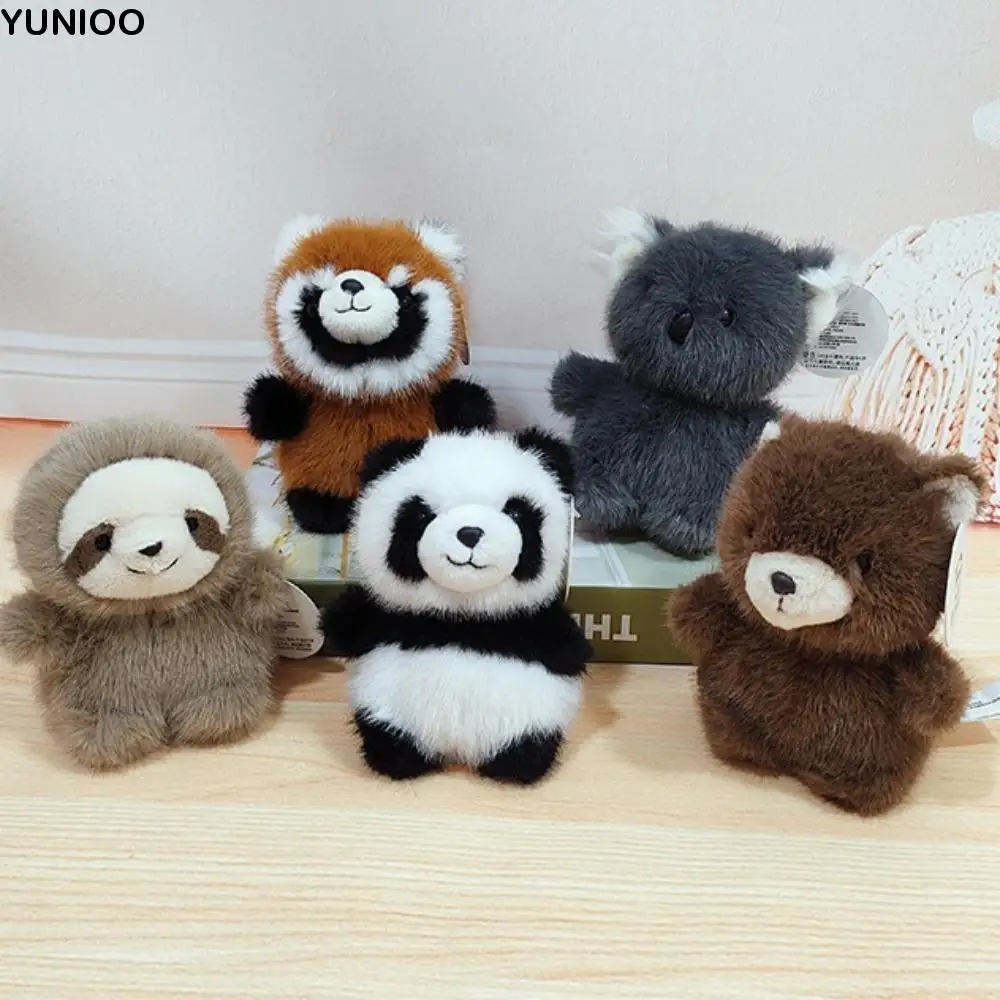 Kawaii Koala Raccoon Bag Pendant Panda Stuffed Plush Animal Doll Keychain Plush Anti-lost Car Hanging Pendant Kids Birthday Gift