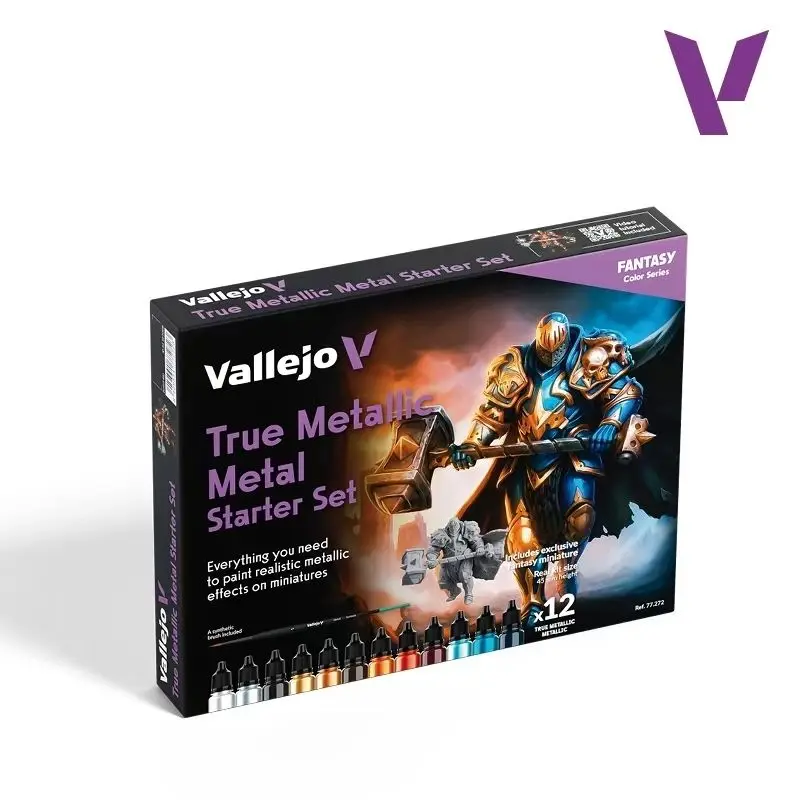 Vallejo 12 Colors True Metallic Metal Set Water Based Acrylic Paint for Miniature Mold Airbrush Hand Brush Painting77272
