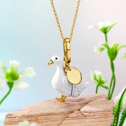 1Pc Fashion Cute Openable White Goose Pendant Necklace for Women Cool Niche Party Jewelry Keychain Pendant Halloween Gifts