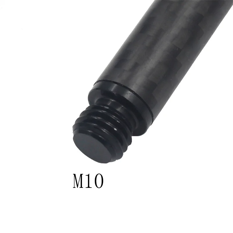 Indoor Outdoor DIY Carbon Fiber Pole Rod High Strength Extension Tool Diameter 12mm Black with M10 Adapter Screw 1PCS