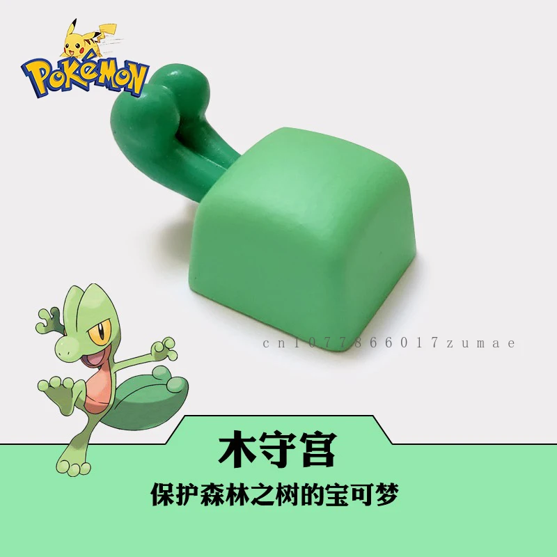 pokemon-treecko-keycaps-resina-keycap-diy-anime-artesanal-personalizado-dos-desenhos-animados-keycap-para-teclado-mecanico-acessorios-presentes-do-feriado