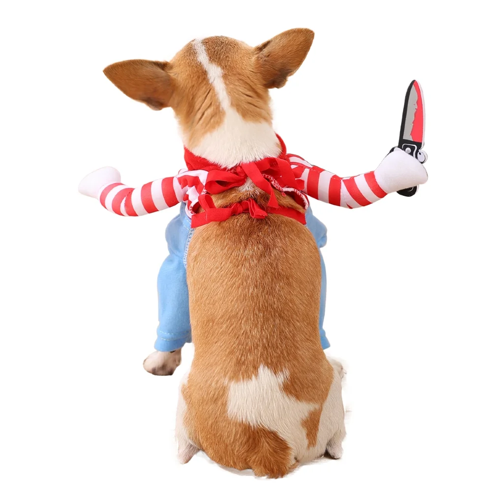 Lustige Halloween-Hundekleidung für kleine und mittelgroße Hunde, Messer haltend, Cosplay, Haustiere, Kostüm, niedliche Party-Katze, verkleidet, Chihuahua-Outfits – Detail 5