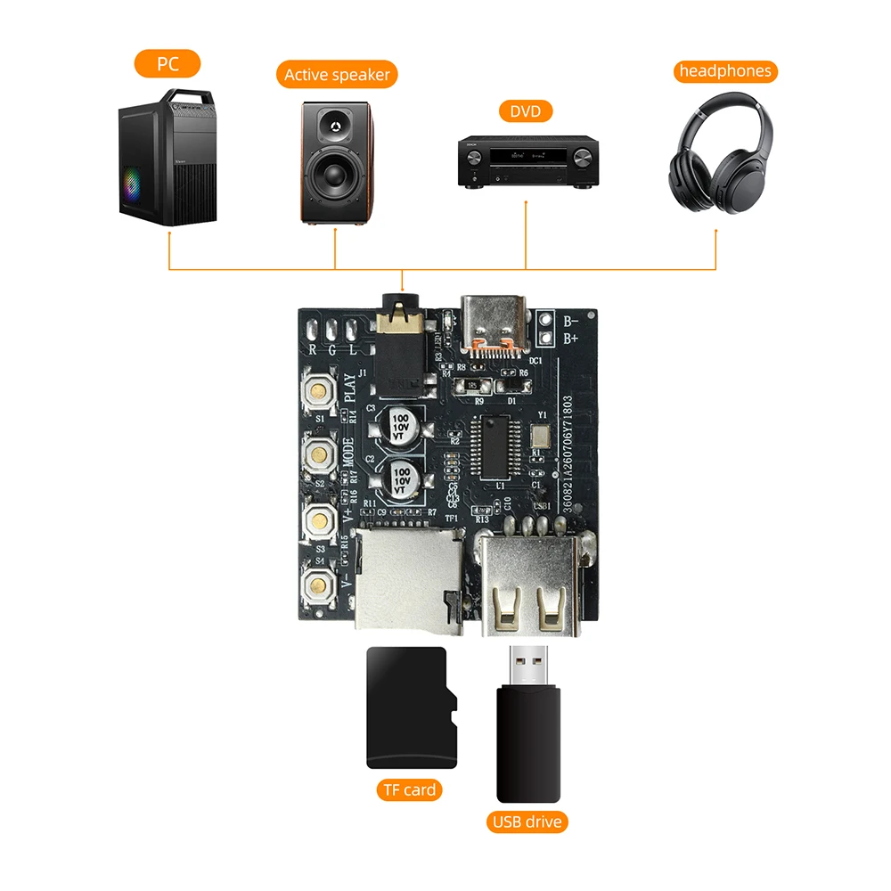DC5V BT 6.0 MP3-Audio-Dekodierungsplatine Audio-Empfängermodul MP3-Verlustfreie Dekodierplatine Drahtloses Stereo-Modul Typ C – Detail 8