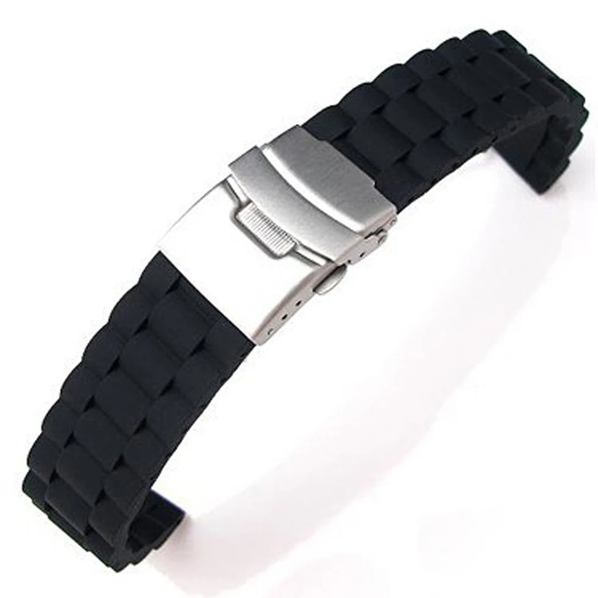 

Waterproof Silicone Band 20mm Strap Black 185mm Stainless Steel Clasp Quick Waterproof Watch Band Release Sports Fits