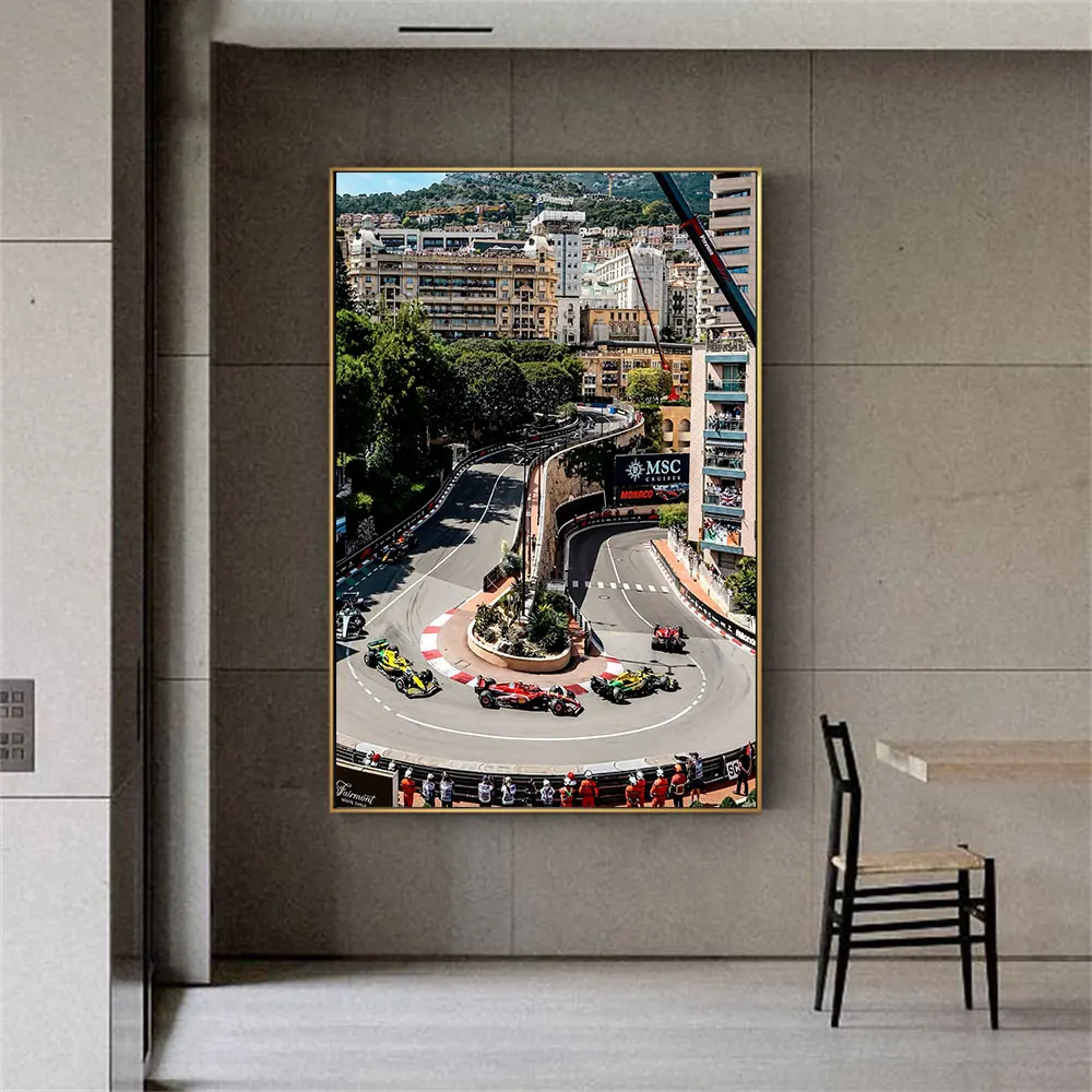 

Monaco F1 GP Poster Casino Square Canvas Art, Luxury Racing Decor for Home & Office, Framed Wall Print