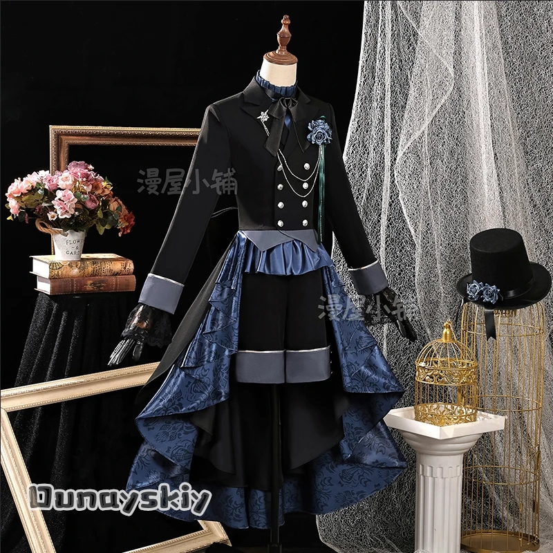 أسود بتلر Ciel Phantomhive تأثيري حلي انمي ياباني القوطية لوليتا فستان هالوين المرأة طقم ملابس شعر مستعار الدعامة