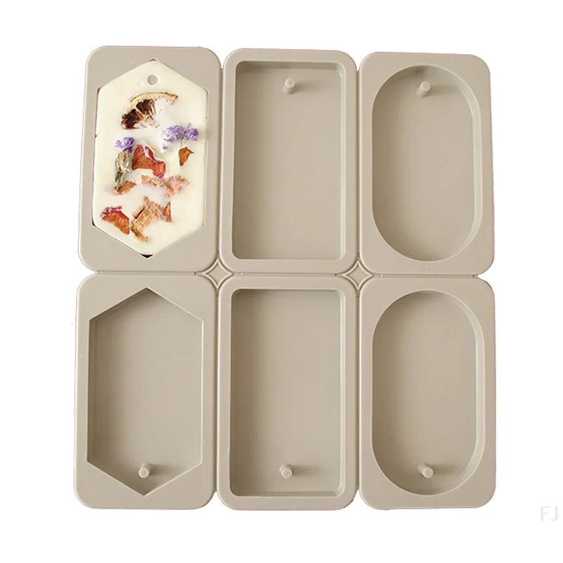 [YU]6-Cavity Soap Mold Round Rectangle Shaped Silicone Mold Ice Mold Aromatherapy Wax Plaster Model Gift Tool DIY Cake Molds