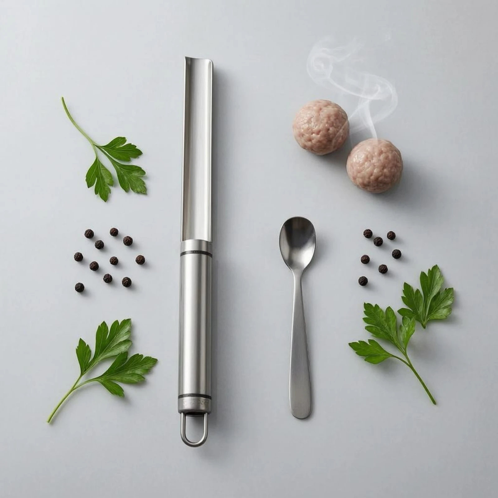 Stainless Steel Meatball Maker Loop Handle Metal Meatball Forming Tool Kitchen Utensil Set Black Accent Band