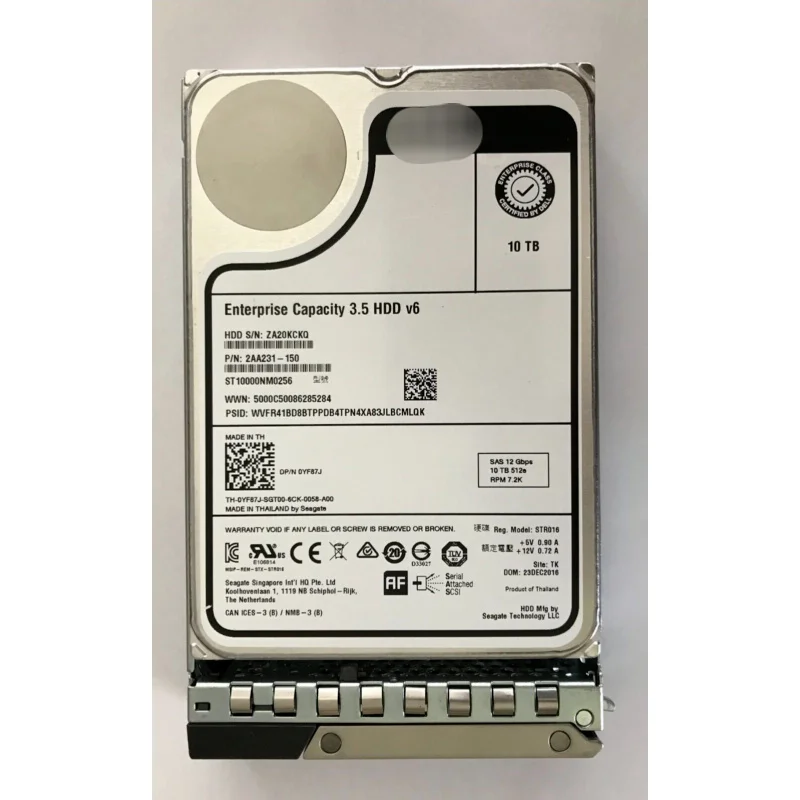 

YF87J для DELL 10TB 7,2 k 12 Gb/s NL SAS 3.5in 512e HDD 0YF87J ST10000NM0256 T350 R740