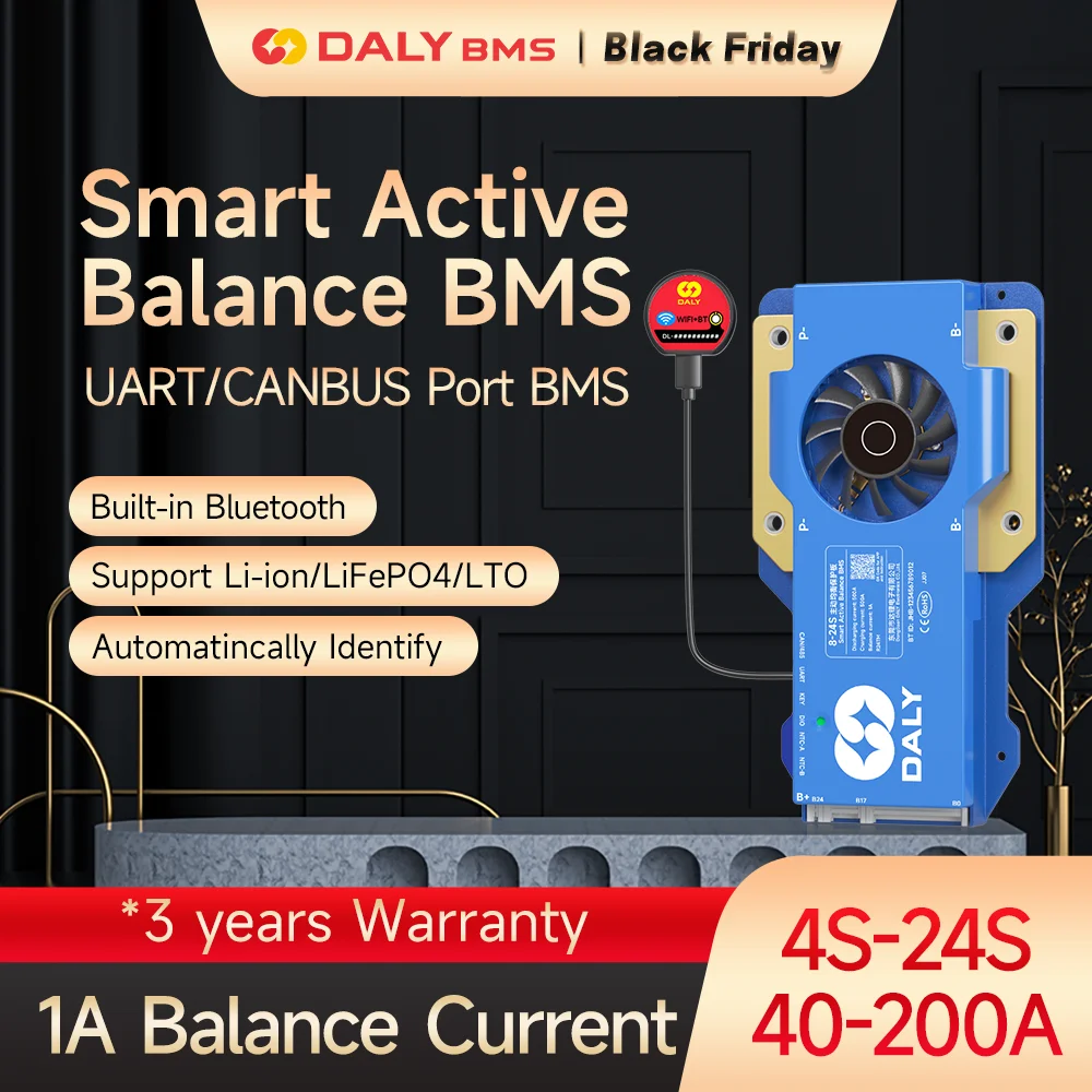 DALY-Balance active pour Lifepo4, 100, BMS, 40-200A, 4-24S, BT, RS485, CANBUS, 4-8S, 8-17S, 8-24S, 60A, 100A, 200A, 150A, Eddie Ion LTO