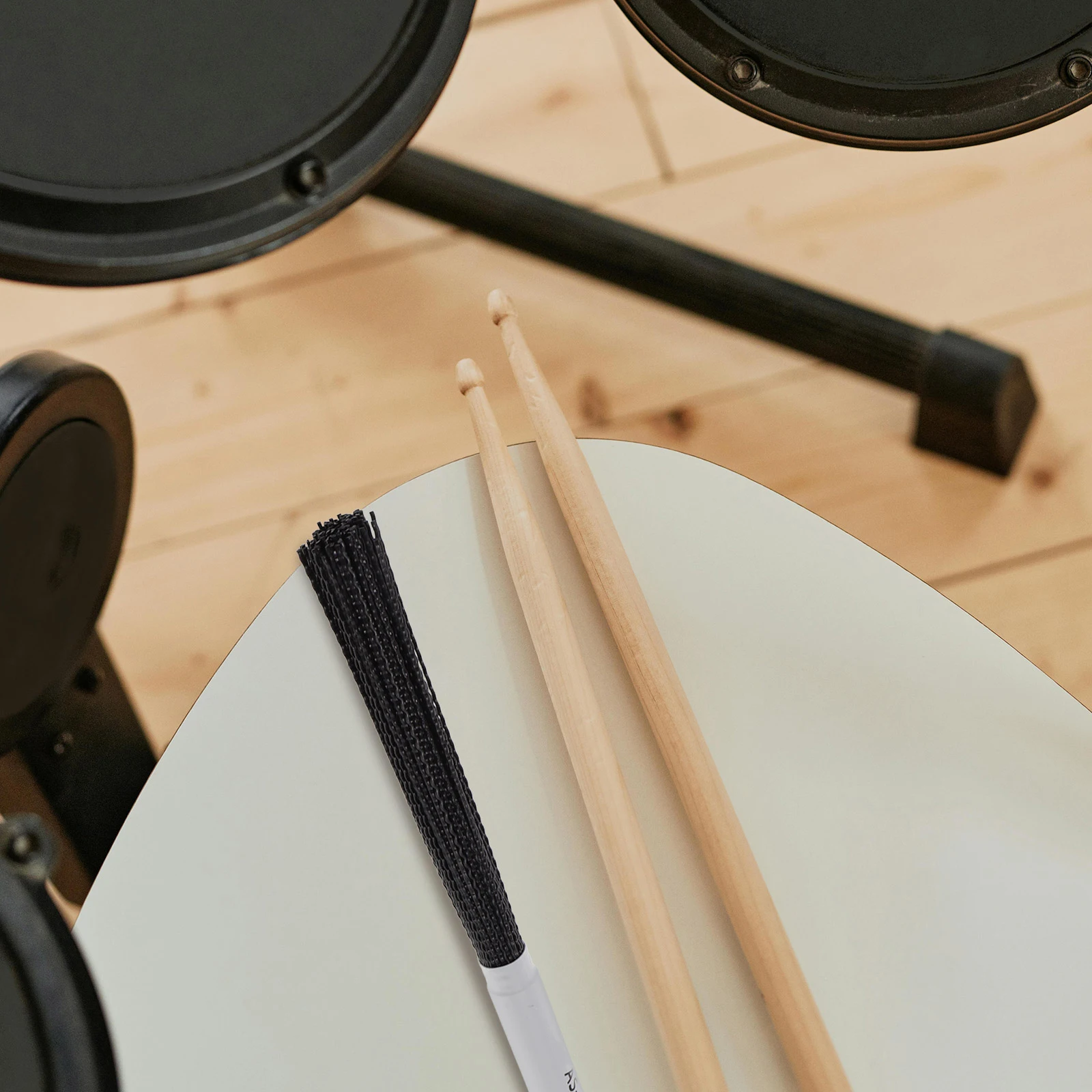 1 par de escova de tambor, fio de nylon retrátil para instrumentos de percussão, tambores de jazz, acessório de efeito sonoro