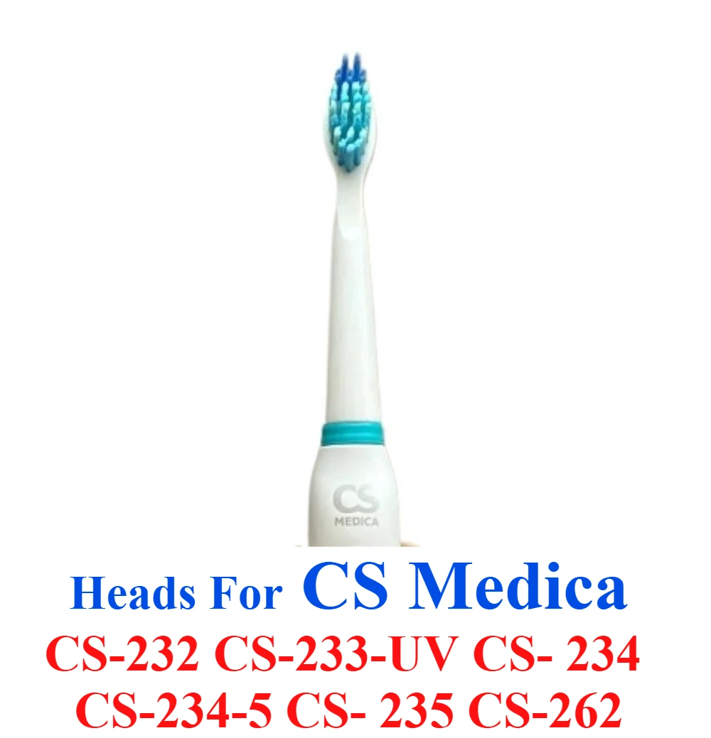 

10 шт. сменных насадок для электрических зубных щеток CS Medica CS-232, CS-233-UV, CS-234, CS-234-5, CS-235, CS-262 с пластиковым стержнем