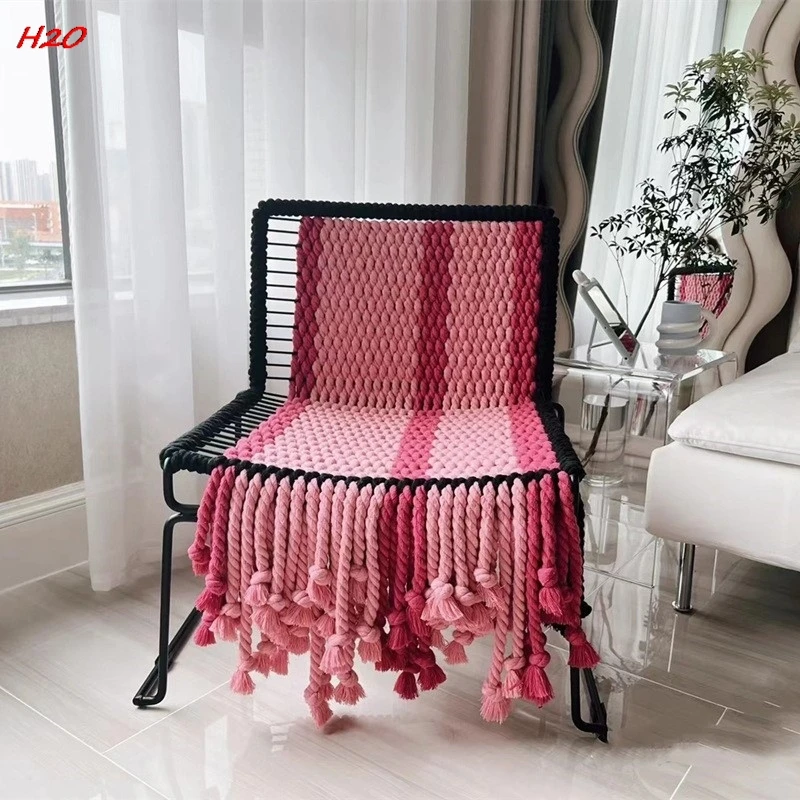 

Armchair Furniture Scandinavian Ins Woven Sofa Single Household Iron Lazy Leisure Backrest Stool Net Red Photo Clothing Shop