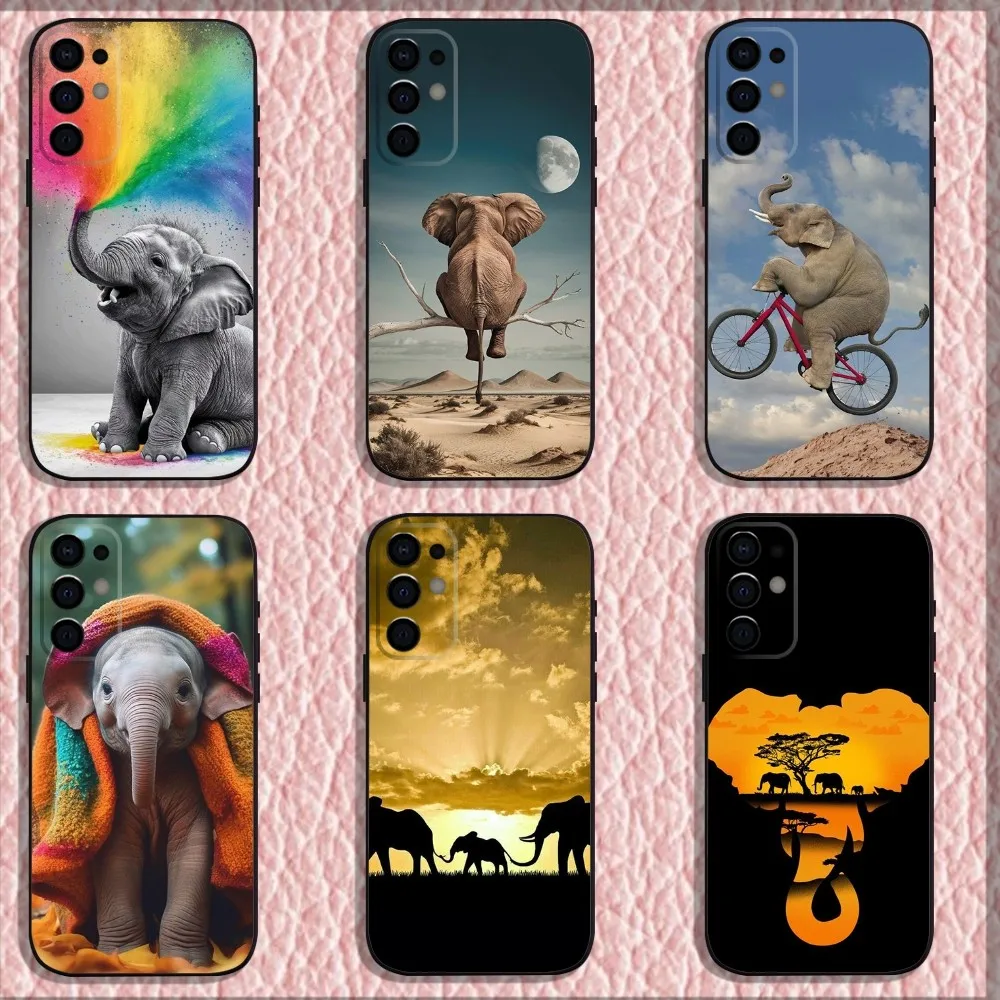 

Cute Baby Elephant Art Phone Case For Samsung S24,S21,S22,S23,S30,Ultra,S20,Plus,Fe,Lite,Note,10,9,5G Black Soft Shell