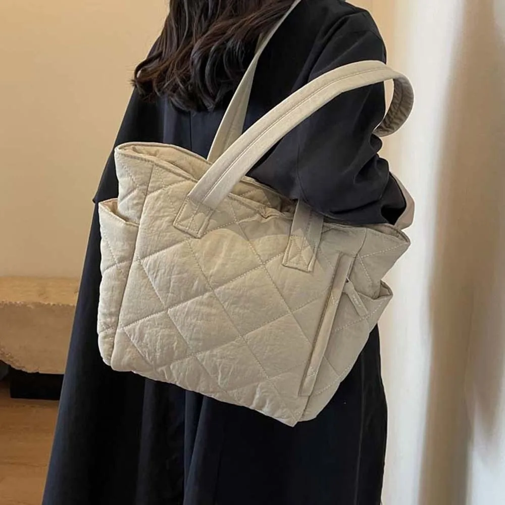 

Стеганая хлопковая большая сумка большой емкости, мягкая портативная сумка через плечо, сумка для хранения, утолщенная дорожная школьная сумка