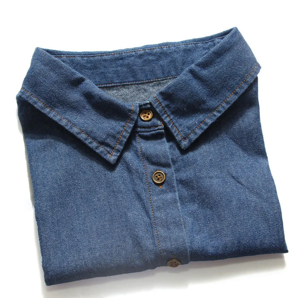 

Detachable Cotton Denim Fake Collar Shirtless Shirt Collar Adjustable Elastic for Sweaters Jackets Shirts Party Wedding