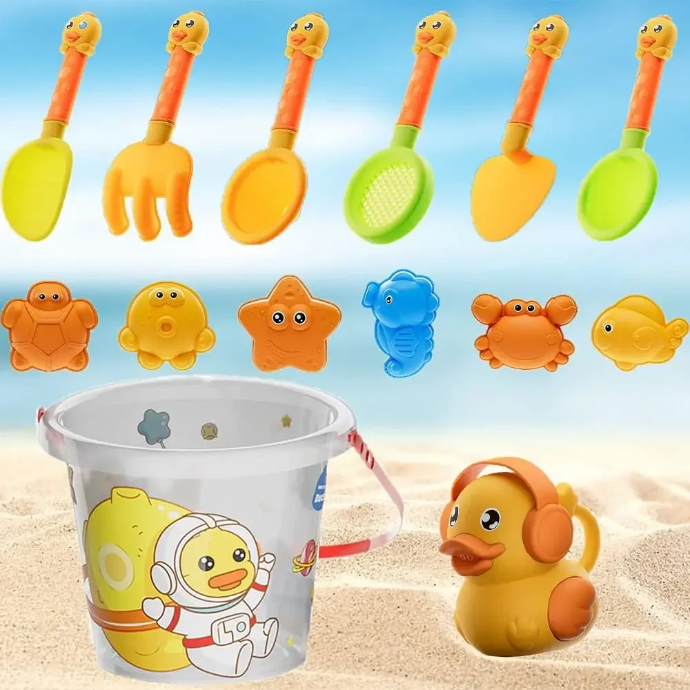 Beach Toys for Toddlers Kids Cute Duck Sand Toy Set Beach Bucket Shovel Animal Sand Molds Scoop Summer Outdoor Toys for Boy Girl