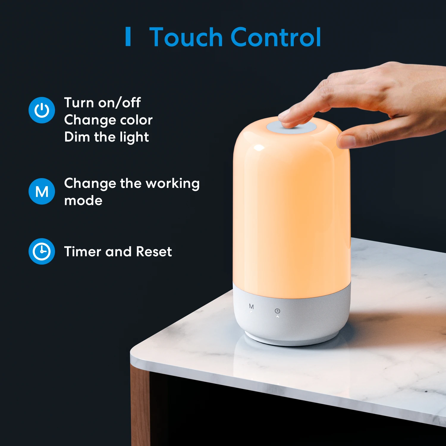 Meross HomeKit luce ambientale intelligente, luce notturna a LED WiFi per camera da letto, lampada da comodino dimmerabile, funziona con Siri,Alexa,Google Assistant