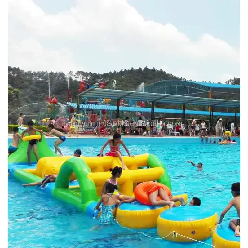 Inflatable Amusement Water Park Obstacle Course Large Outdoor PVC Trampoline Lake Commercial Use CE Certified 500kg Capacity