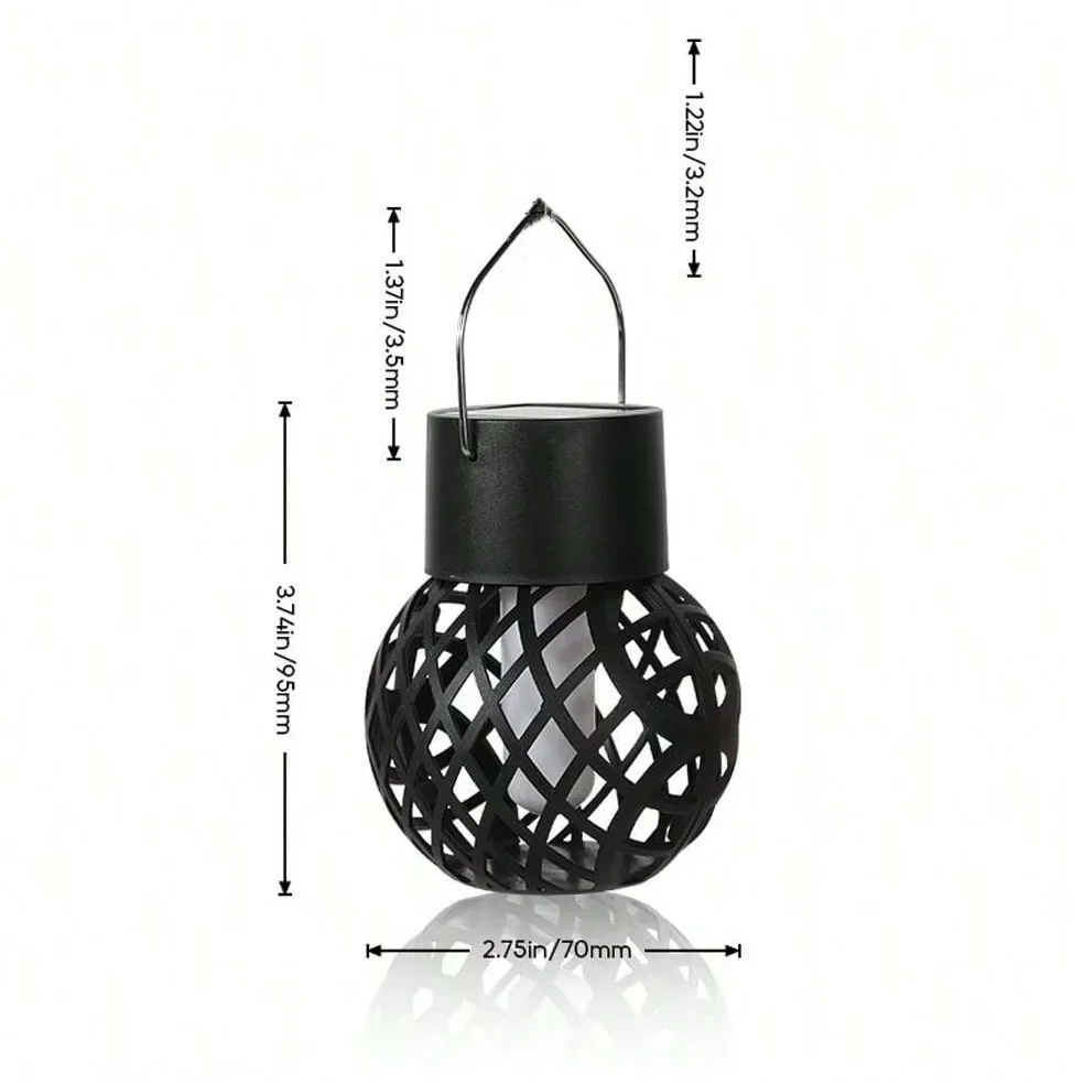 Solar flame hanging ball lamp, balcony decorative lamp, outdoor waterproof courtyard decorative lamp, hollow ball lamp