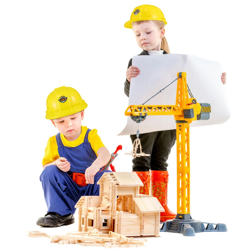 Plastic Construção Hard Hat para crianças, brinquedos educativos, chapéus realistas, fingir jogar, adereços jogo, simulação de brinquedo, 10PCs