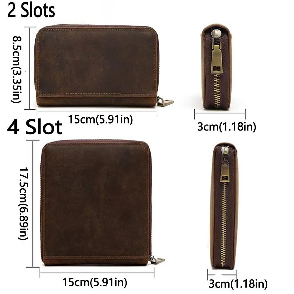 Crazy Horse Leather Watch Pouch Bag Retro 2/4 Slot Watch Storage Bag Lightweight Portable Watch Organizer Collector Case
