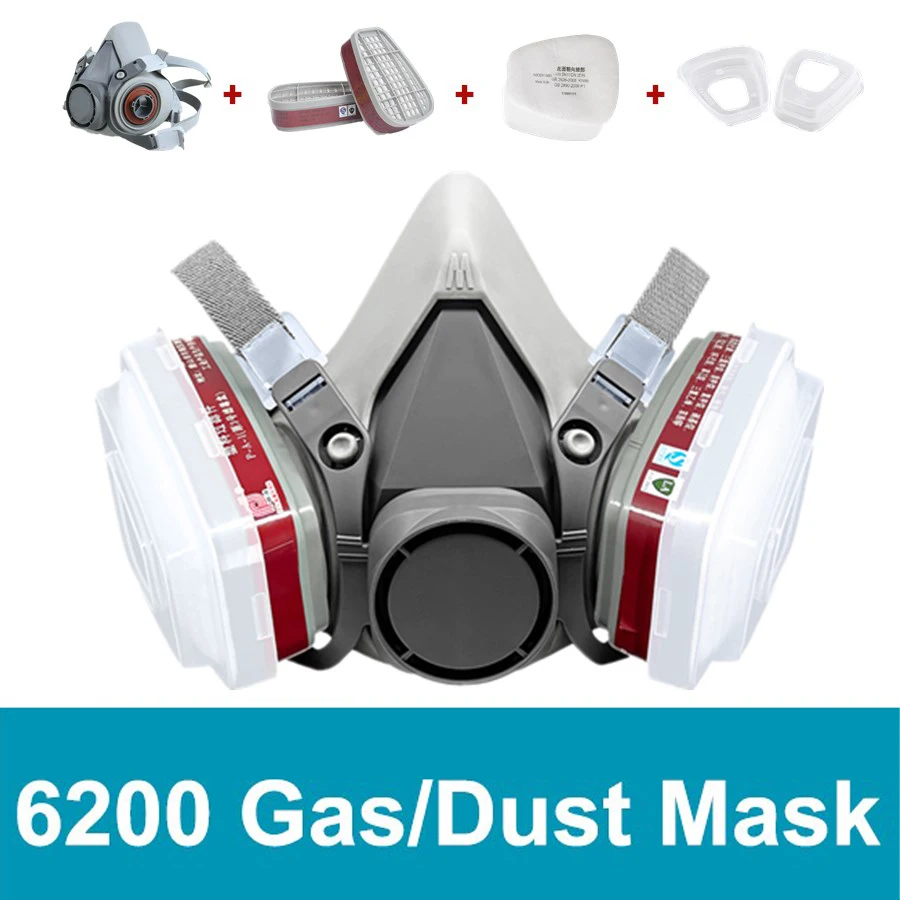 

7IN1 Gas Mask Painting Spray Respirator Sets 95% Dust Particle Filtration Organic Acid Ammonia Chemicals Proof Resin Work Safe