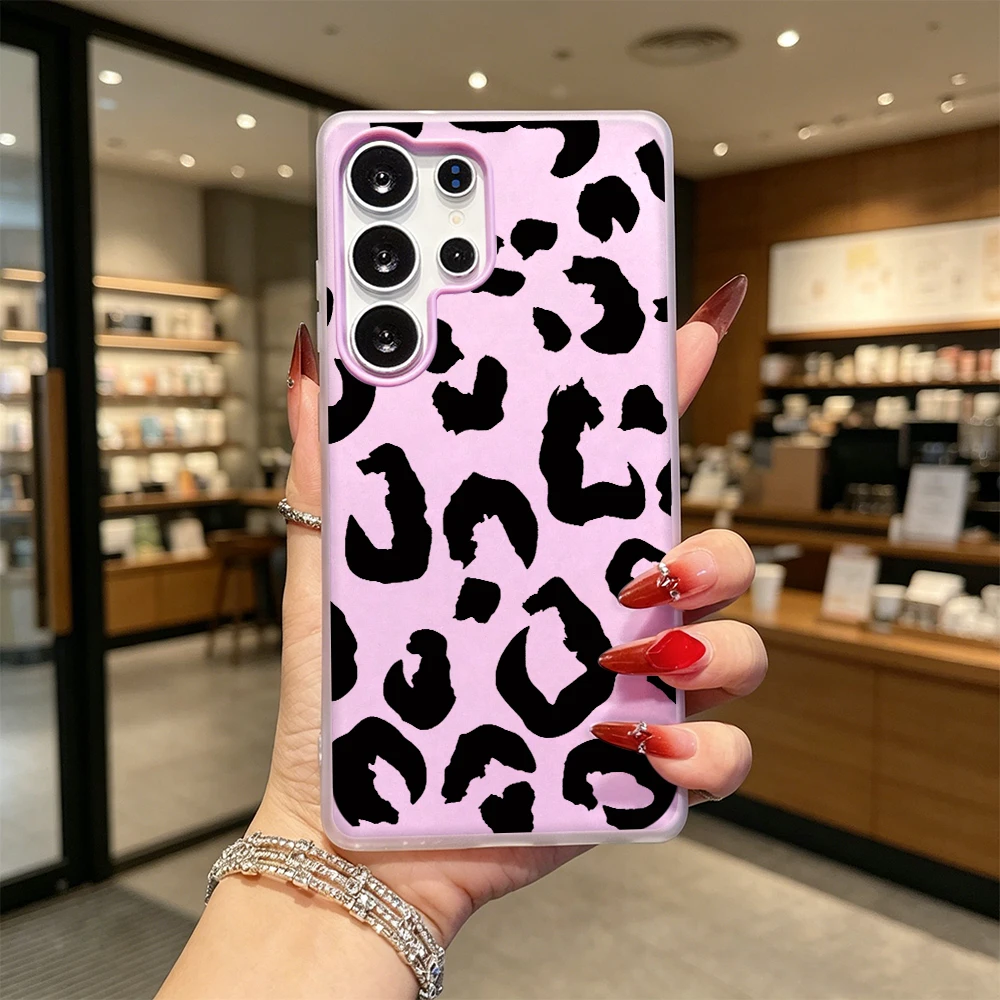 Black Leopard Print Shockproof Anti-Drop Dual Layer Jelly Soft Case For Samsung Galaxy S26 S25 S24 S23 S22 S21 S20 Ultra Plus