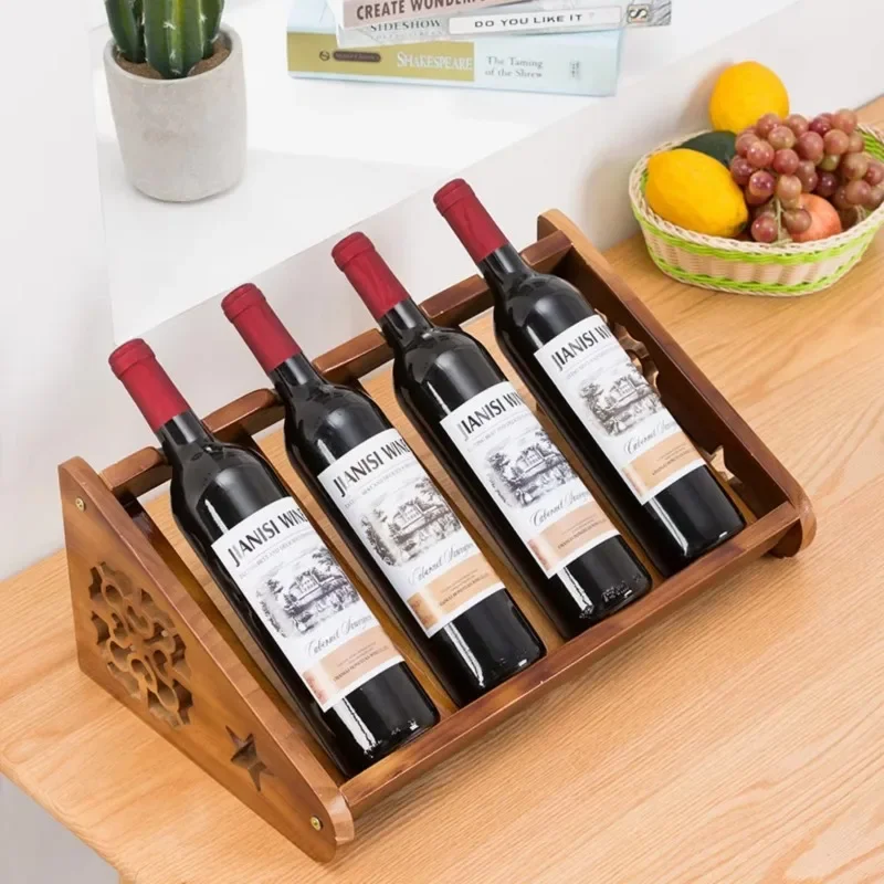 Bamboo Wine Rack Sturdy and Durable Countertop Wine Storage Cabinet Shelf For Pantry Countertop cabinet Wooden Wine Rack