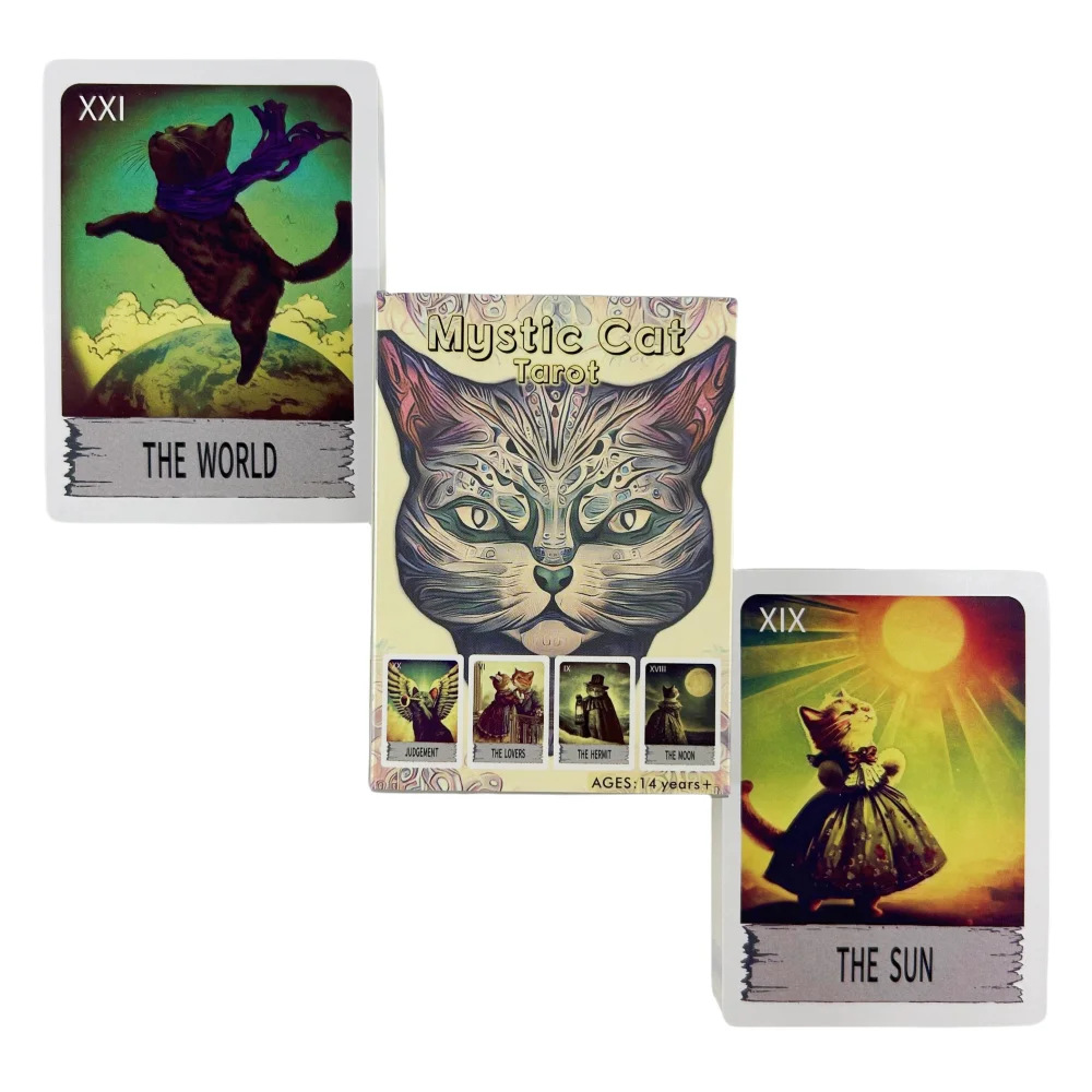 Mystic Cat Tarot Deck Cards Divination Deck English Versions Edition Oracle Board Playing Table Game For Party