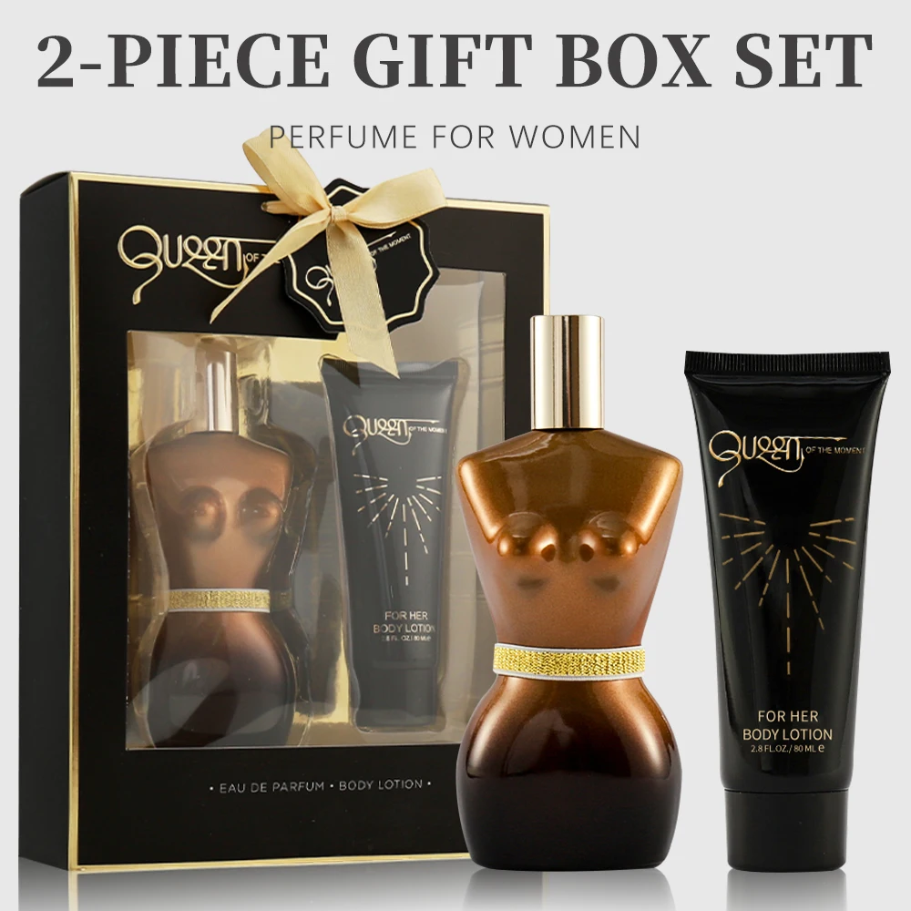 Ensemble de parfum Queen of the Moment pour femme, eau de parfum 3,4 fl.oz, vaporisateur EDP, gratitude Linge 2,8 fl.oz, grand cadeau, 2 pièces