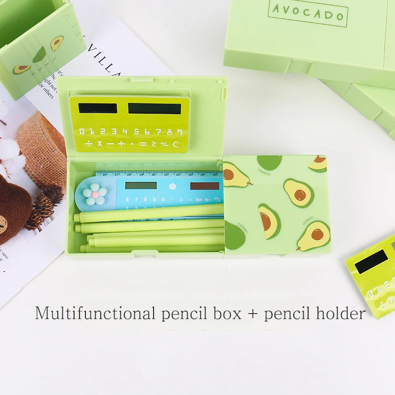 JIANWU 1Pc schreibwaren box mit rechner und spiegel 4 in 1 Multi-funktion Große kapazität bleistift box federhalter schule liefert