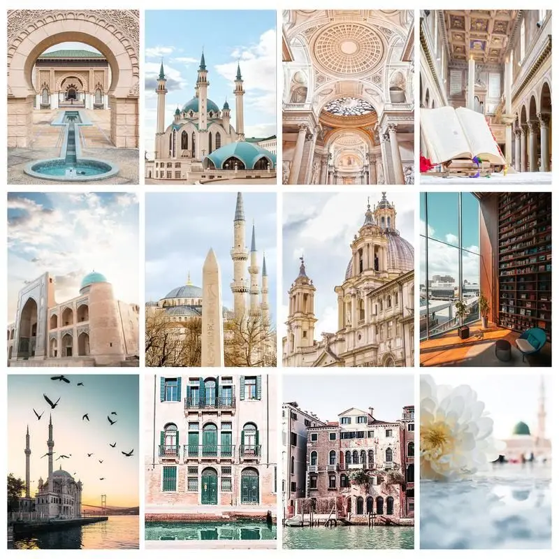

GATYZTORY Coloring By Number Nordic City Scenery For Adults DIY Frame Oil Painting By Numbers On Canvas Home Decoration