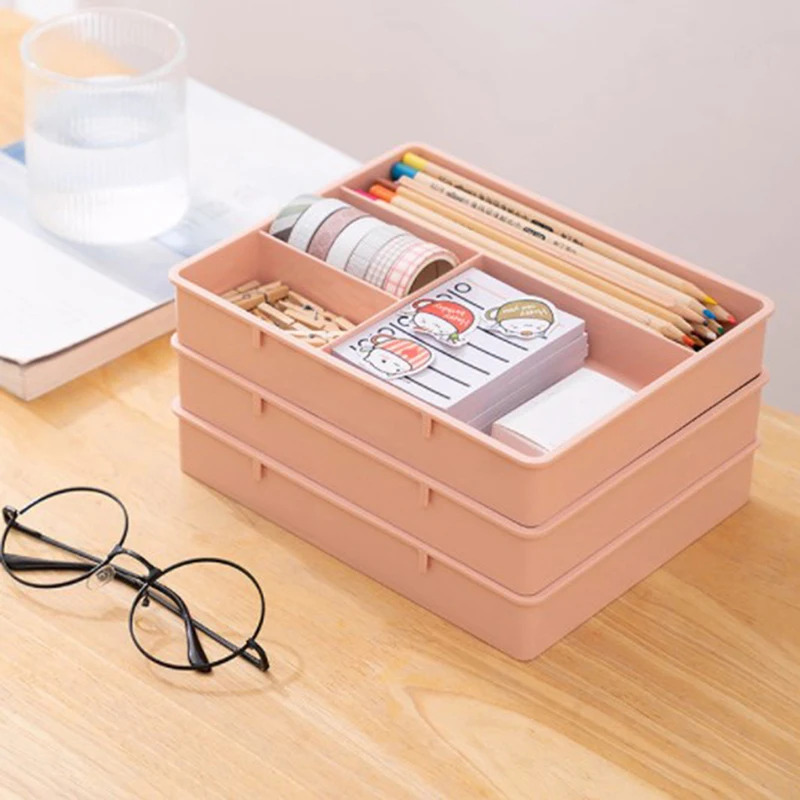 Desk Drawer Organizer Stackable Multi-cell Desktop Storage Bin Tray Multi-Purpose Divider Container For Household Office Home