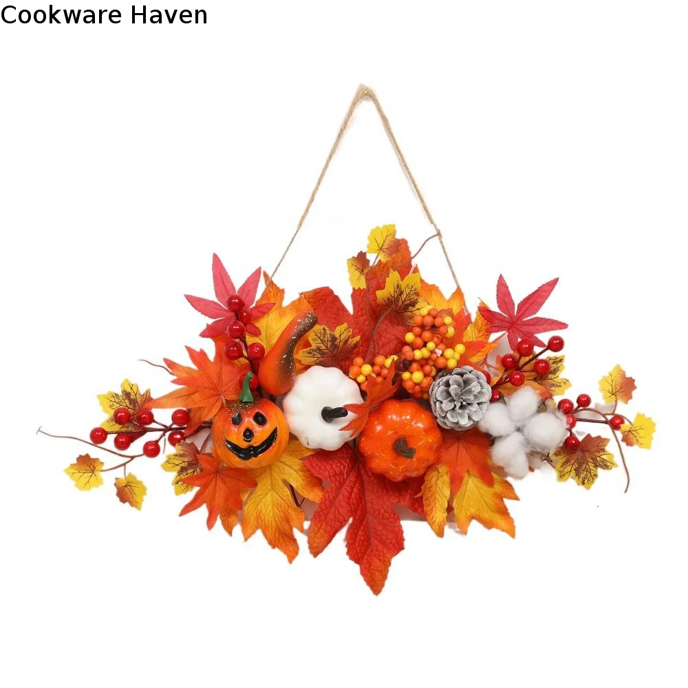Realistic Artificial Halloween Maple Leaf Pumpkin Pendant Reusable Durable Wall Hanging Props Festive Atmosphere Door