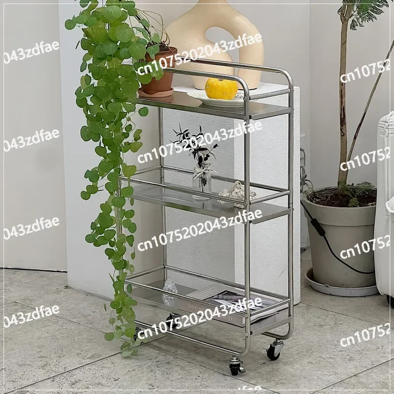 Multi-layer Metal Shelf Ins Modern Style Floor Removable Pulley Storage Rack Kitchen Islands and Trolleys Rolling Storage Cart