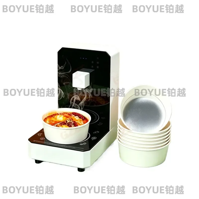 Disposable Induction Cooker Paper Bowls Leak Proof Heat Resistant Round Container for Instant Noodle Soup Ramen Kitchen