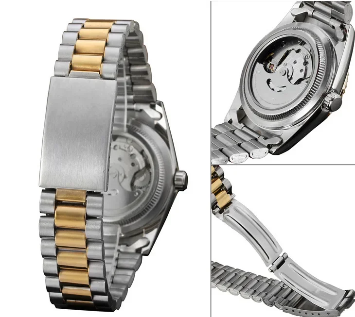 Fashion Hot WINNER Top Brand Luxury Gold Mens Wrist Watch Men Business Clock Automatic Mechanical Watches Male Steel Skeleton