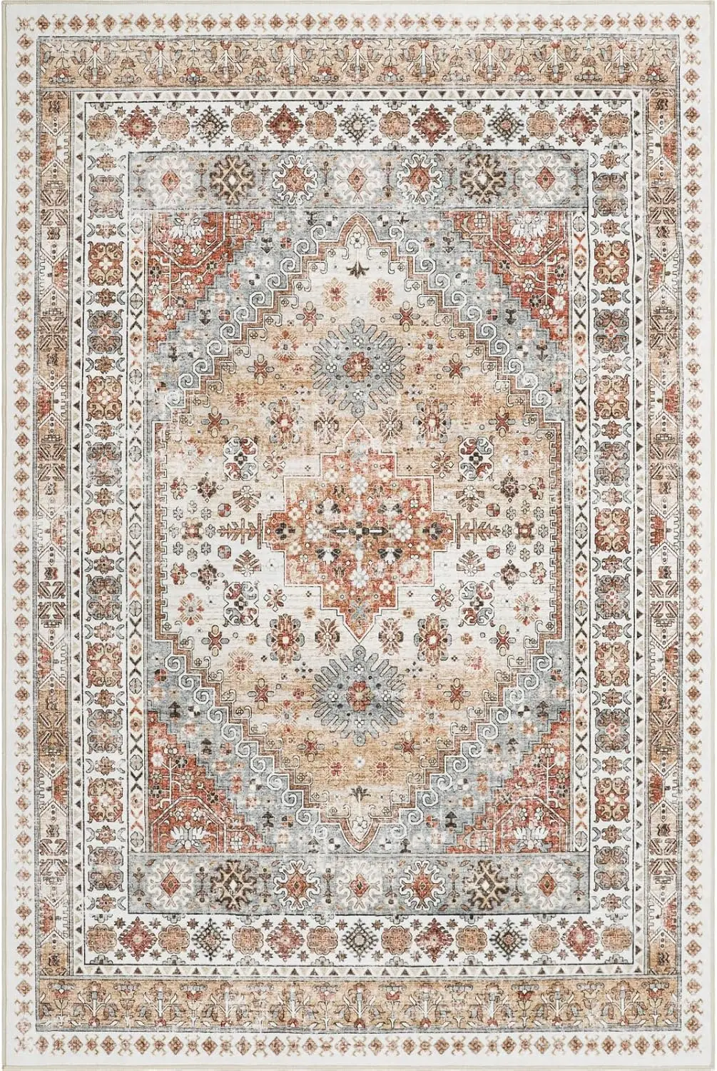 8x10 Area Rugs for Living Room,Non-Slip Backing Washable Rugs,Vintage Large Area Rug，Stain Resistant Home Decor Rug